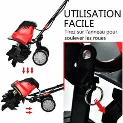 COSTWAY Motobineuse Électrique 1200W Profondeur Travail 22CM Largeur 35CM Avec Poignée Pliable Roues Réglables 4 Lames -Motoculteur et accessoire Soldes 28158999 5