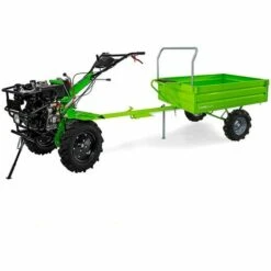 Motoculteur Thermique 12CV 456CC VITO DIESEL Transmission Directe 8900W 2 Fraises Butteur Double + Remorque 285 X 126 X 141 Cm.